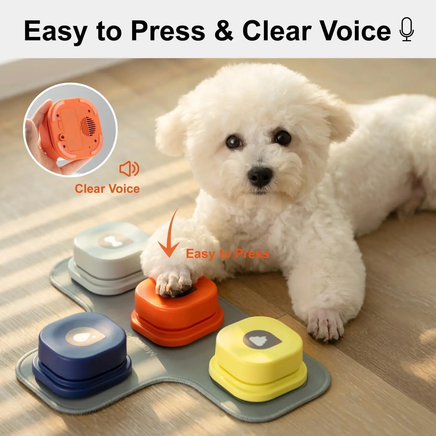 Dog Button Record Talking Pet Communication Vocal Toy Bell Ringer With Pad and Sticker Easy To Use