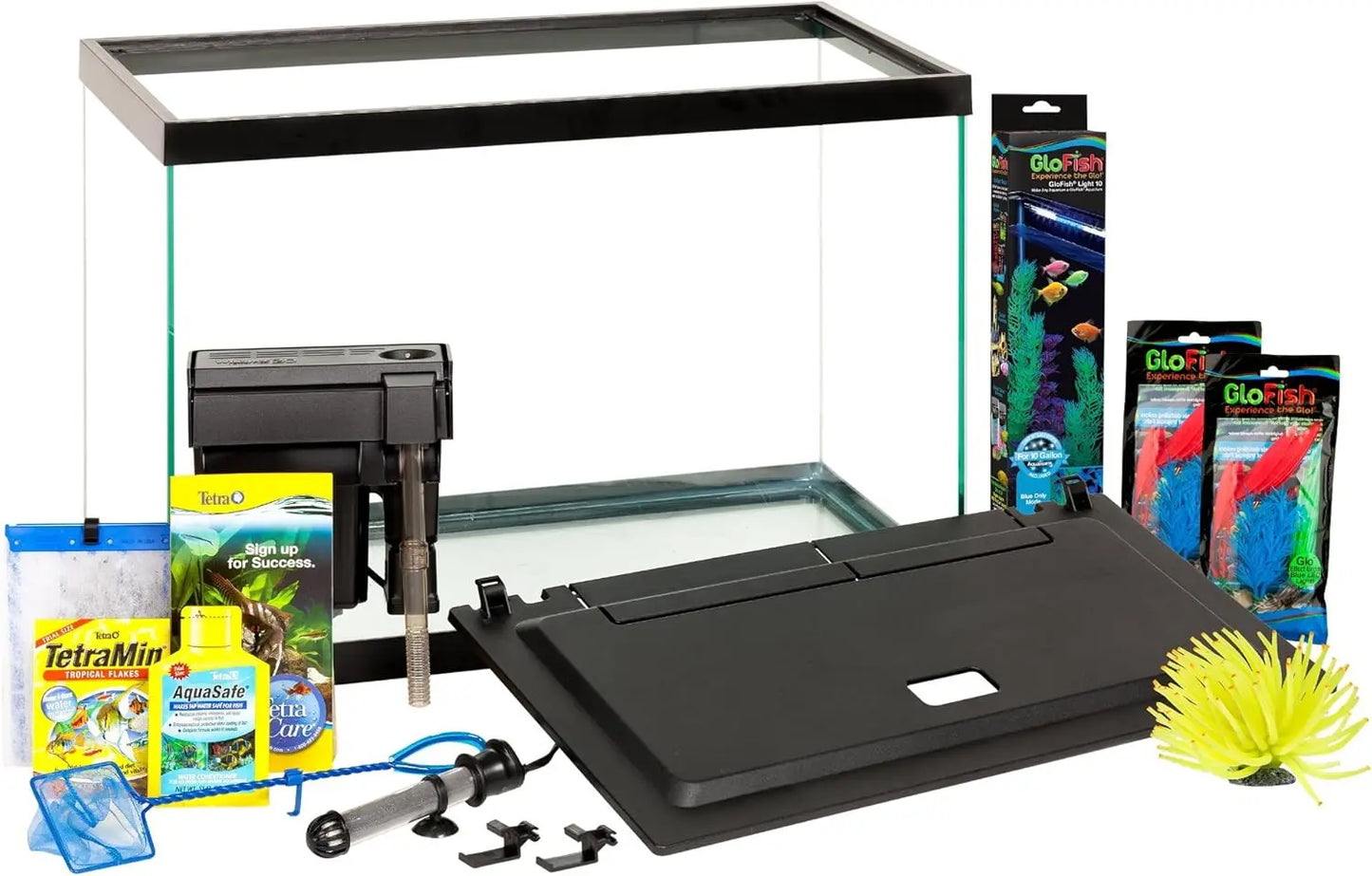 20 Gallon Aquarium Kit with LED Lights, Decor Heater & Filter