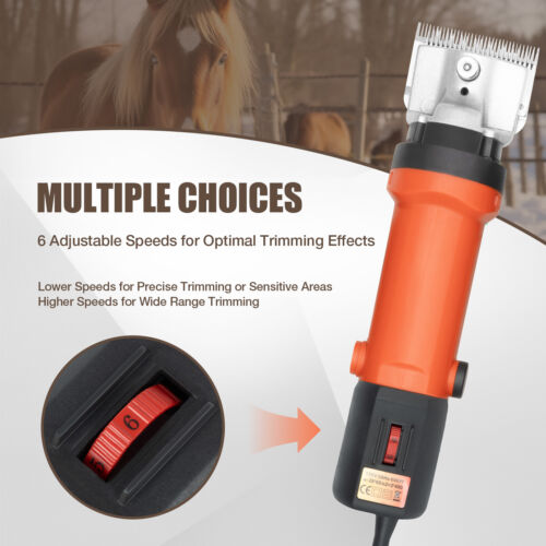 350W Electric Horse Sheep Animal Hair Clipper Shearing Trimmer Shaver 6-Speed Pet Grooming Fur