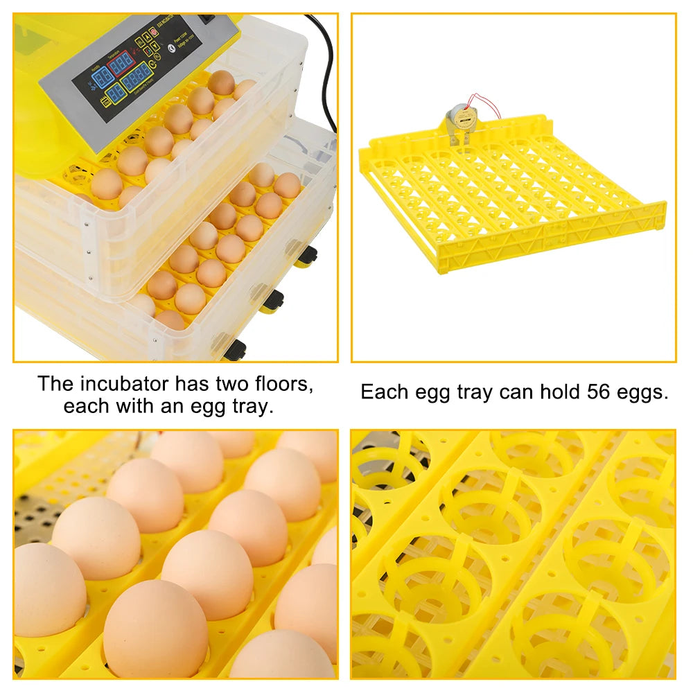 2 in1 Poultry Incubator Auto-Turning Digital Control for Chickens Ducks Geese Quail Parrot Pigeons