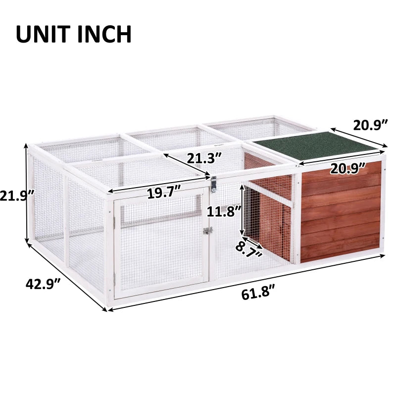 61.8 inches Playpen Pet House Small Animal Cage with Enclosed Run for Outdoor Garden Backyard