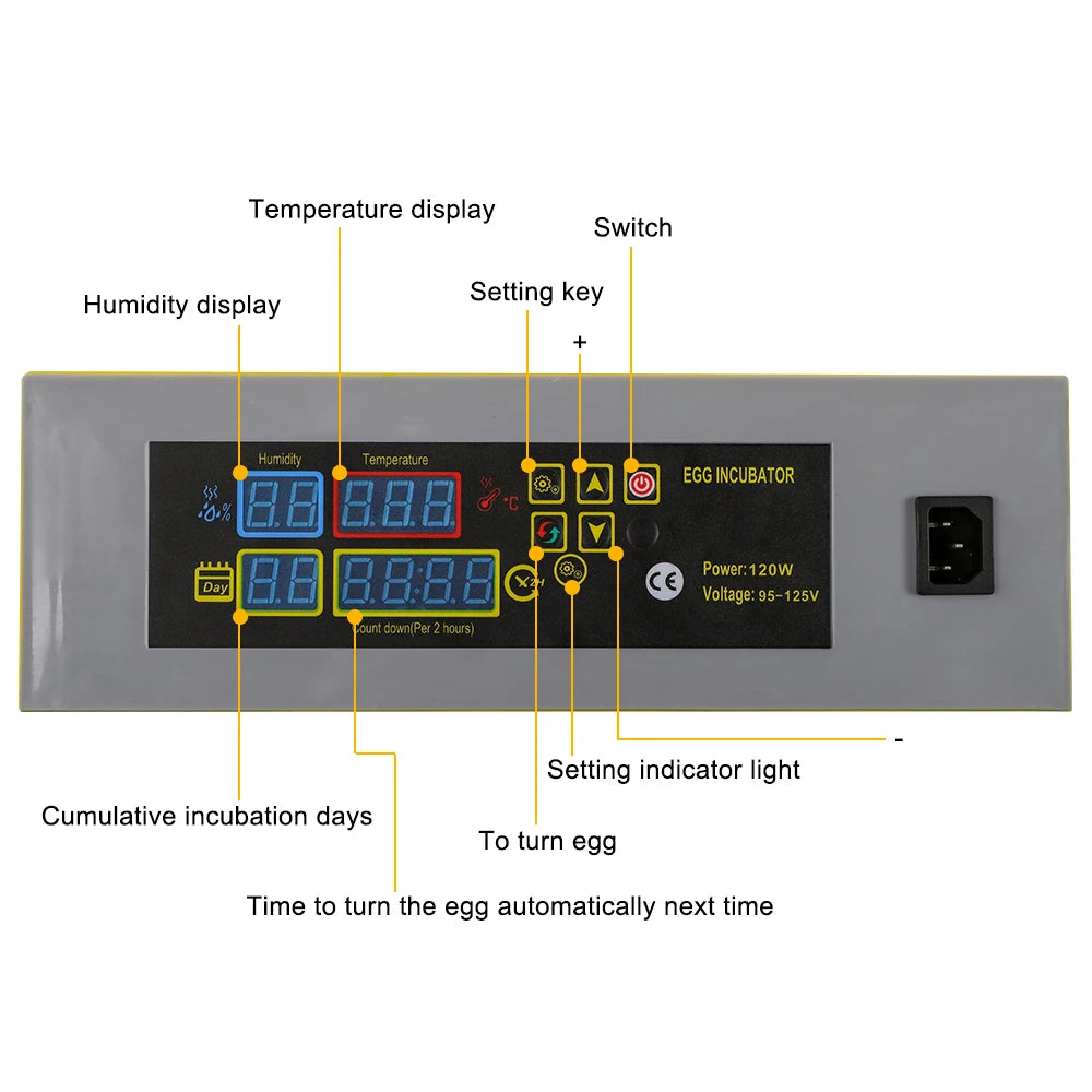 2 in1 Poultry Incubator Auto-Turning Digital Control for Chickens Ducks Geese Quail Parrot Pigeons