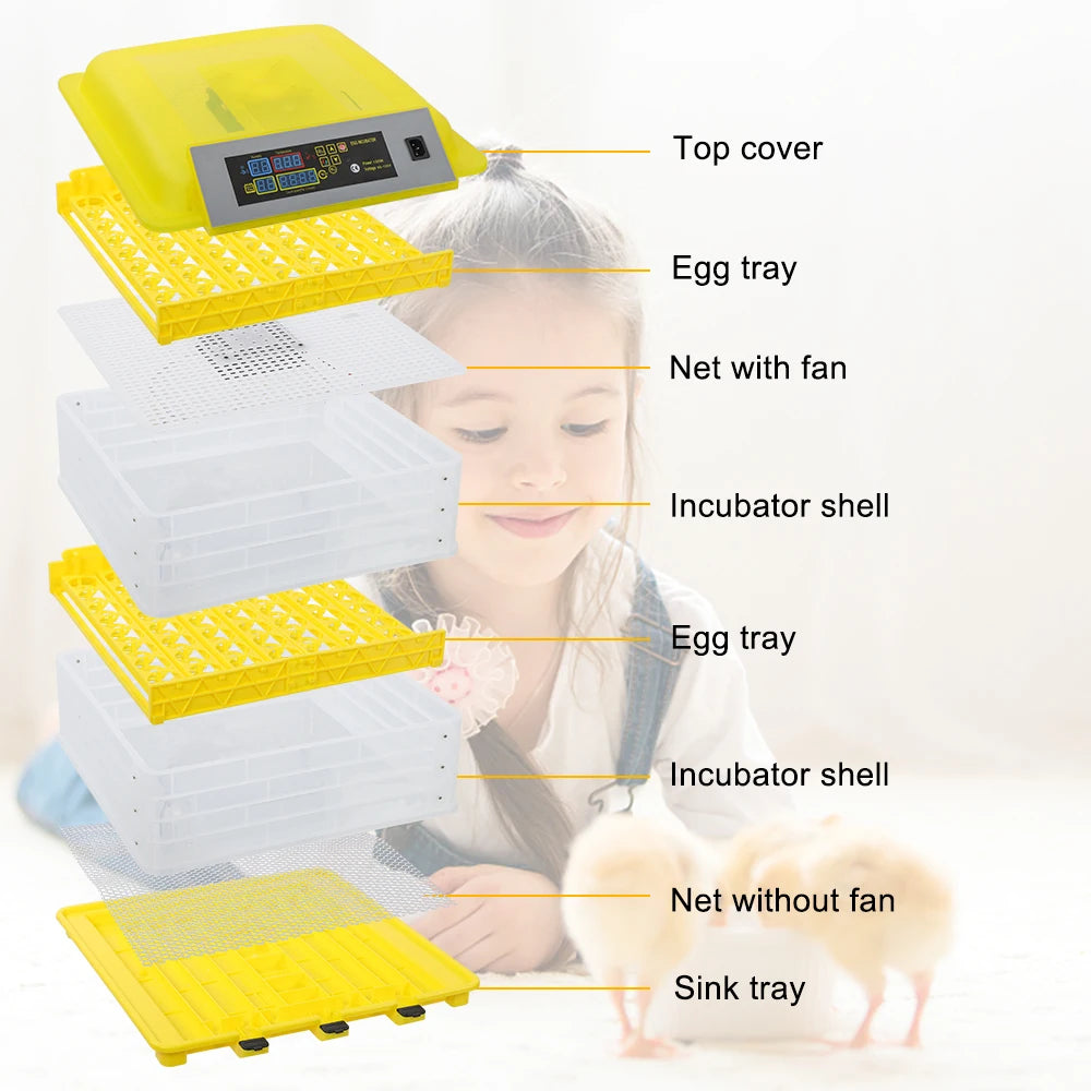 2 in1 Poultry Incubator Auto-Turning Digital Control for Chickens Ducks Geese Quail Parrot Pigeons