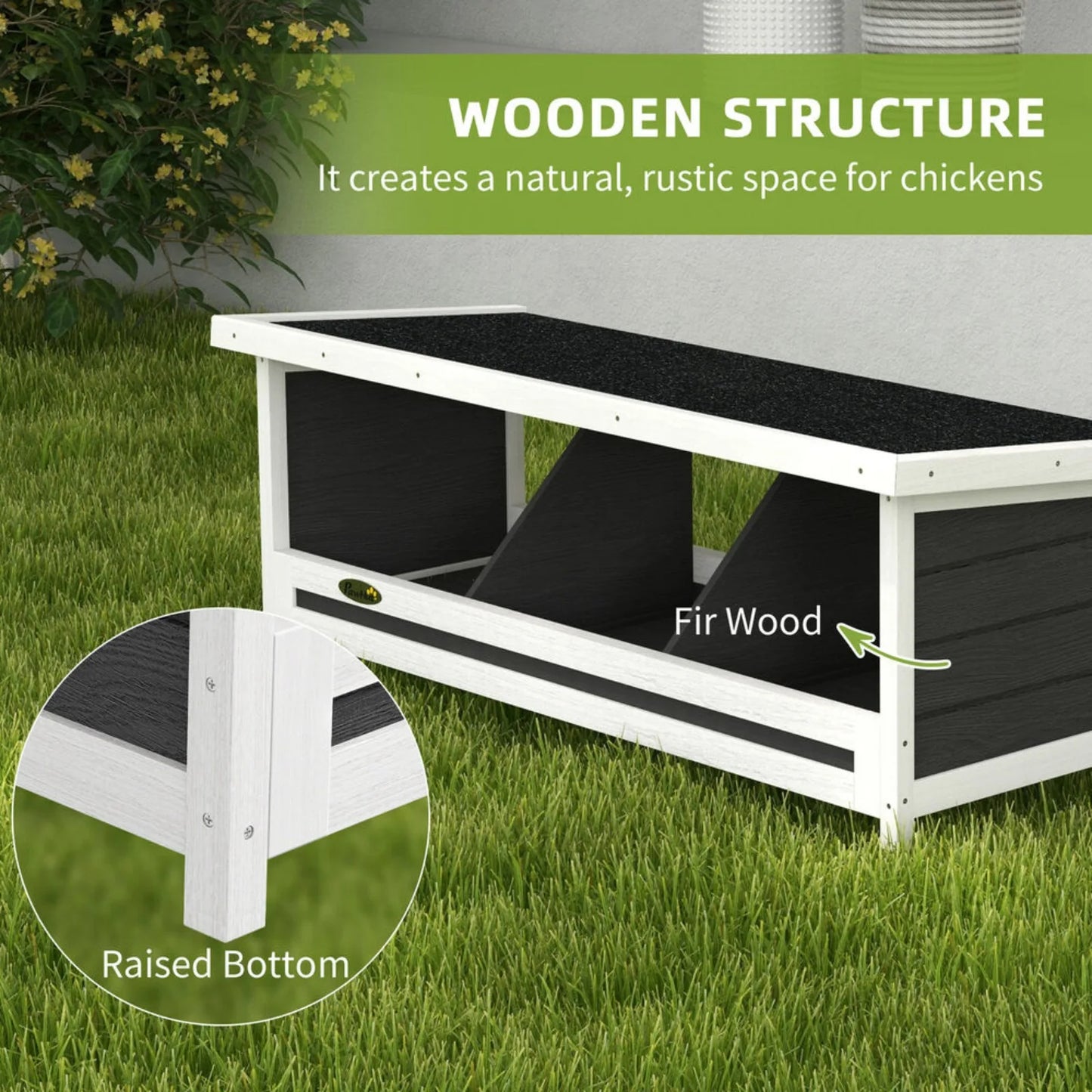 US Wood Nesting Boxes Chicken Coop 3 Hole Egg Laying Box Hen with Roof