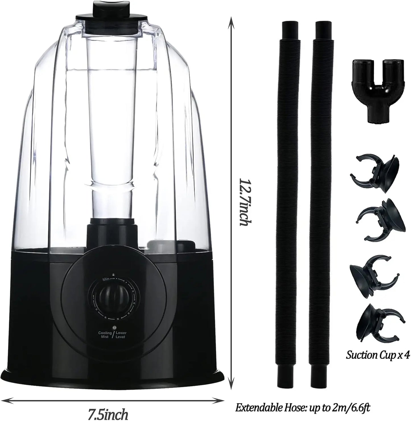 Humidifier Mister for Terrarium Tank with 2 Extension Tubes/Hoses, Pets Mister Adjustable Fog