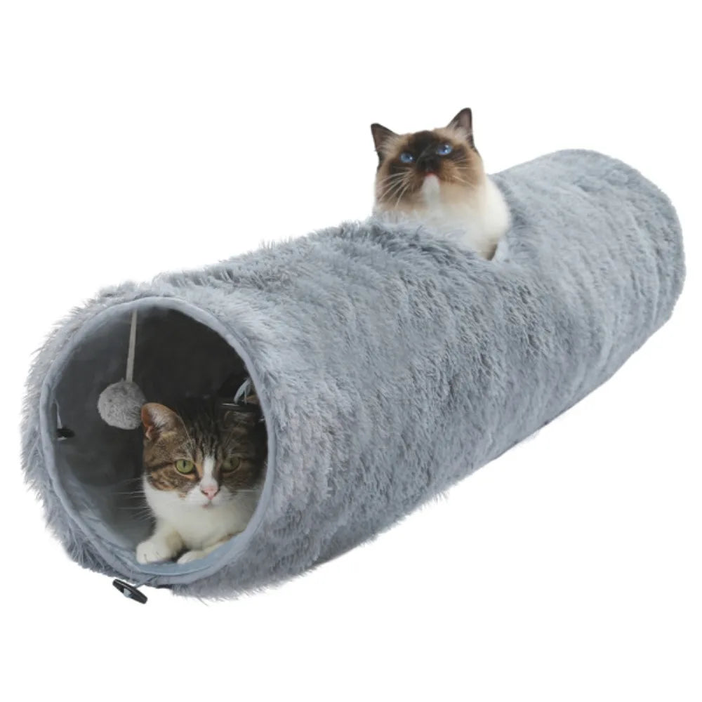 Large Cat Tunnel, 44.9 Inches Long 9.8 Inches in Diameter, Collapsible Fluffy Plush Cat Toys