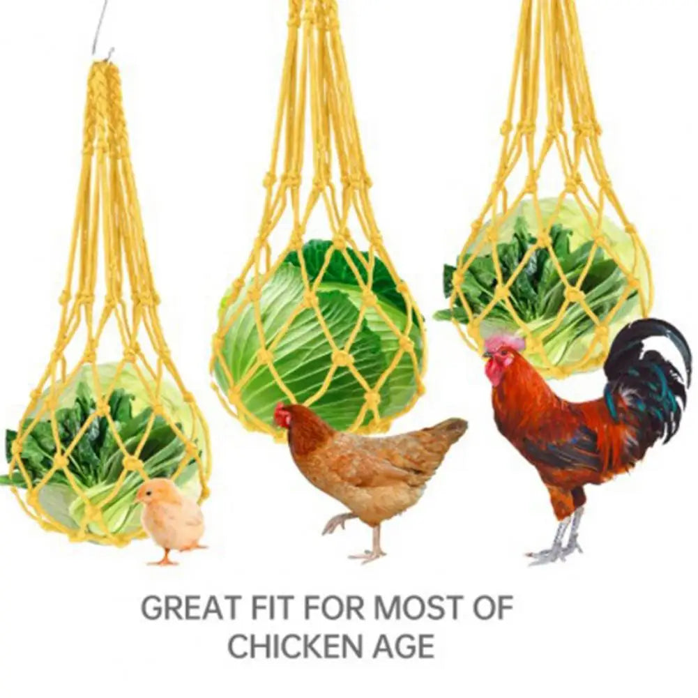 Enrichment Efficient Hanging Feeder for Chickens Mesh Net Bag Healthy Vegetable Feeding Tool