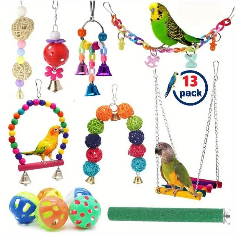 Pet Bird Swing Bell Cage Hammock Hanging Toys