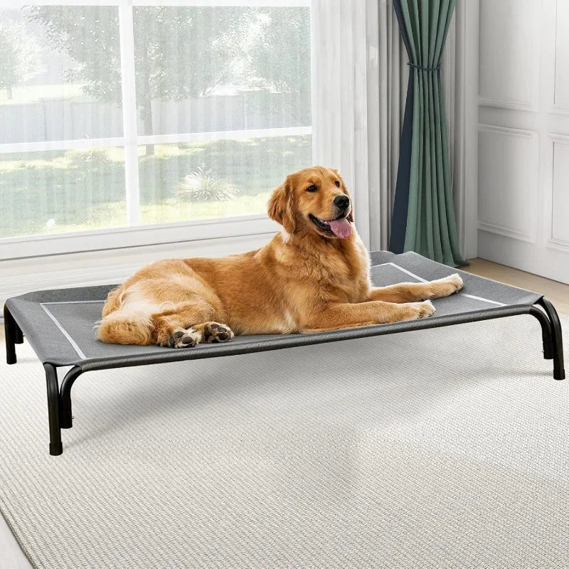 Elevated Dog Bed, Outdoor for Large Sized Dog, Portable Cooling Pet Cot with Breathable & Washable Mesh,