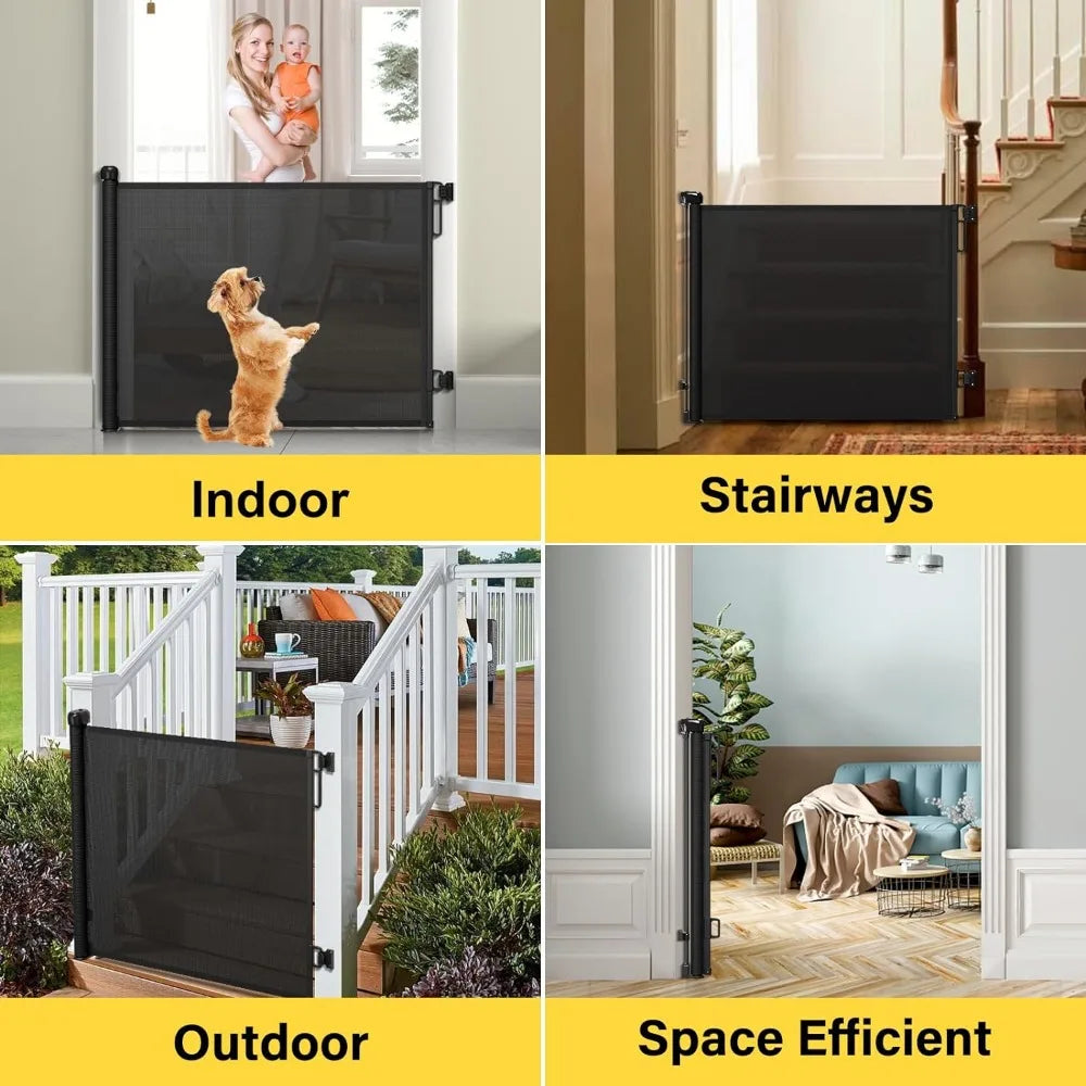 Retractable Baby Gates for Doorways,Retractable Dog Gate for Stairs Extends to 54" Wide 34" Tall