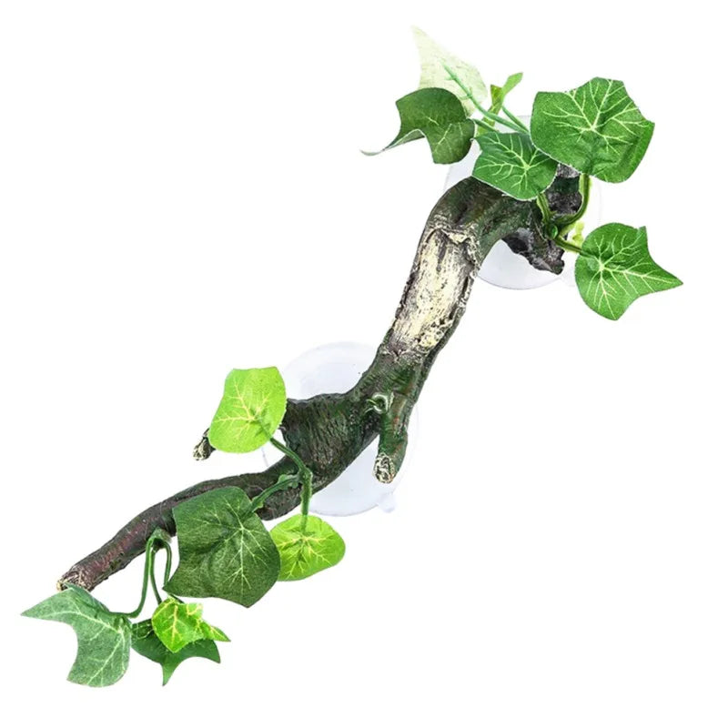 Reptile Terrarium Plant Decoration With Suction Cup For Amphibian Climbing Pets Tank Habitat Decor