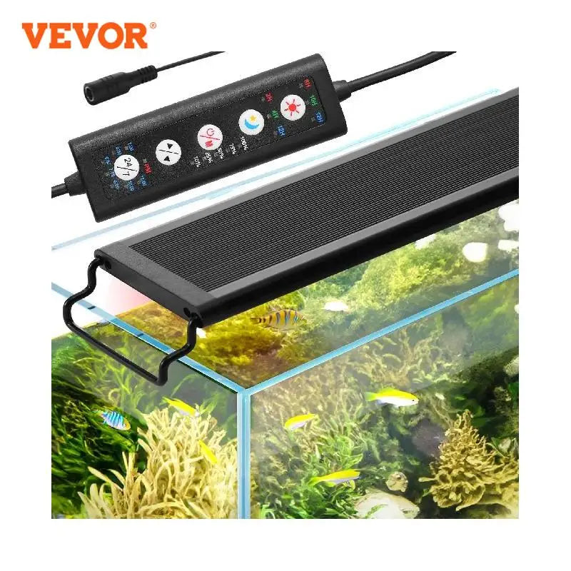 Full Spectrum Fish Tank Light with Natural Mode Adjustable Timer & 5-Level Brightness Extendable Brackets