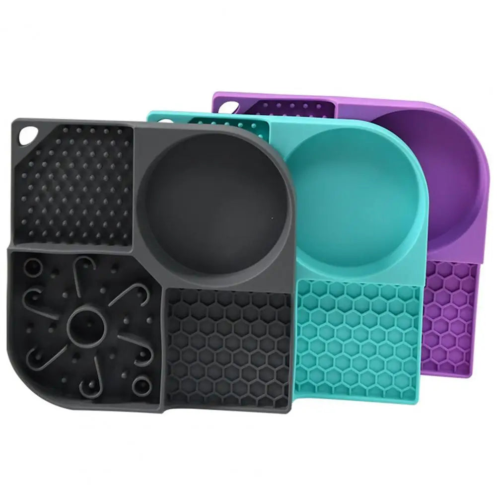 Food Mat Bowl Useful with Suction Cups No Odor  Silicone Licking Food Mat Dog Cat Feeding Bowl