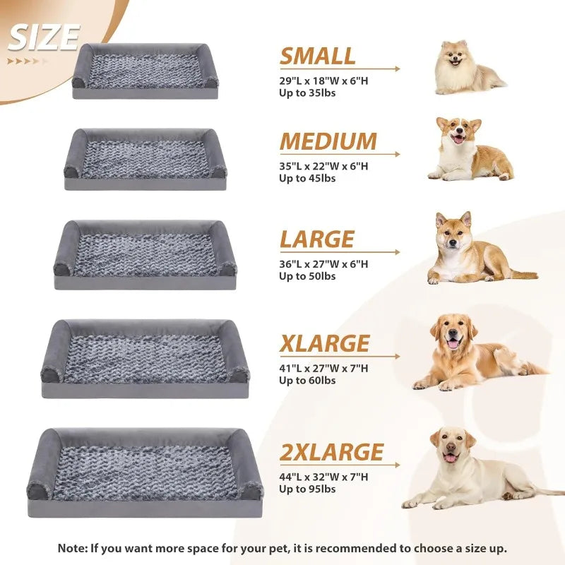 Orthopedic Dog Bed for Medium Large Dogs - Big Pet Sofa Bed with Removable Washable Cover