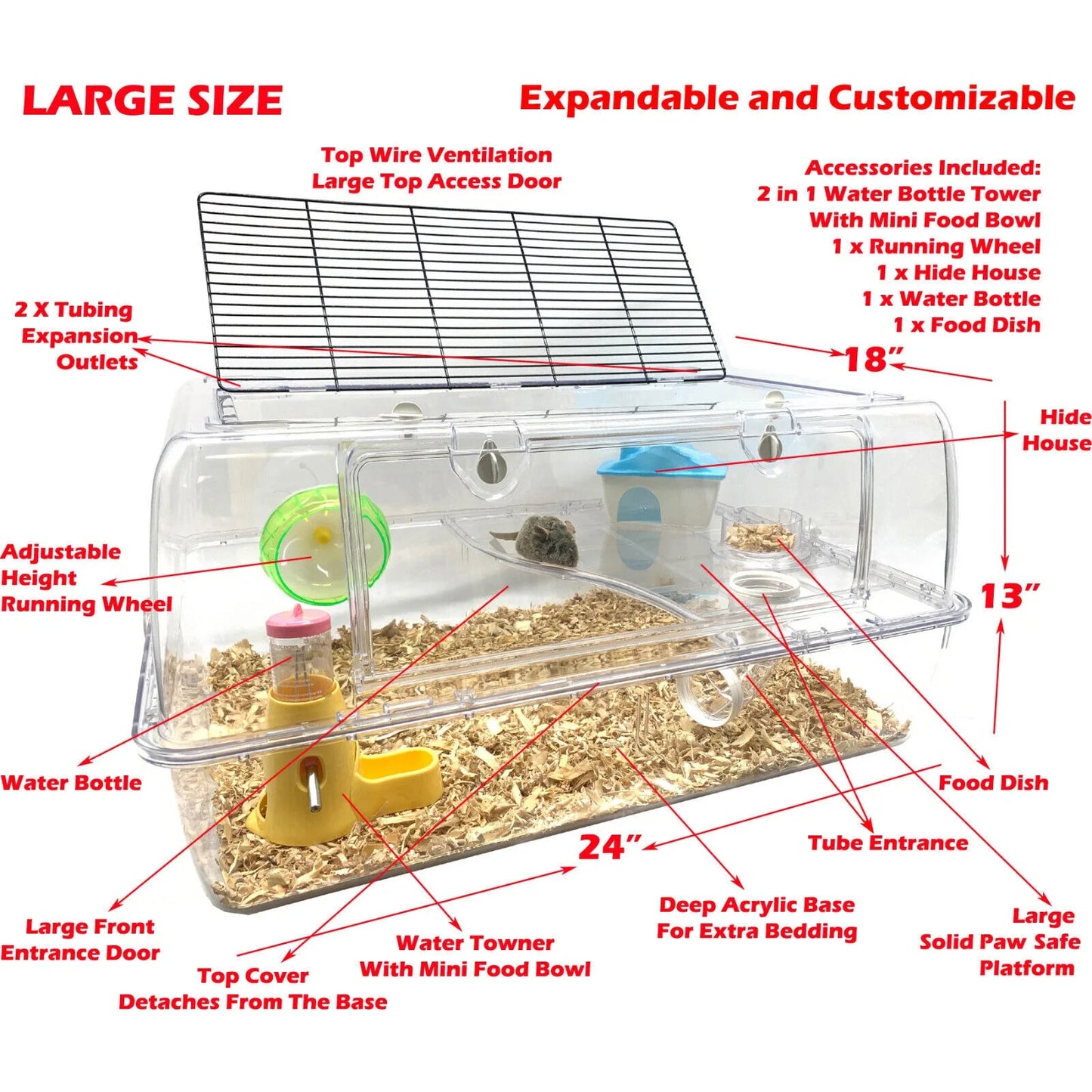 Deluxe 2-Floor Acrylic Hamster Palace Mouse Habitat Rat Home Gerbie Cage