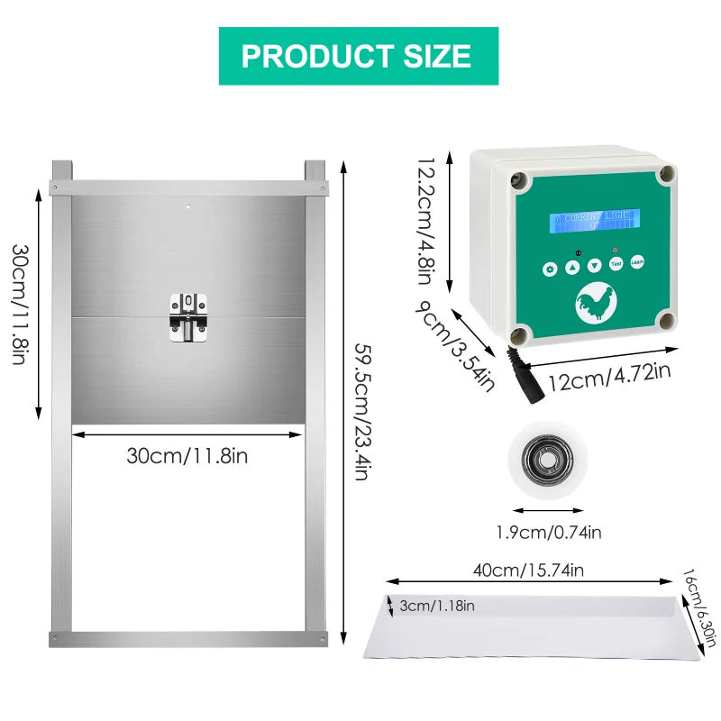 Automatic Chicken Flap With Slider Coop Opener Solar With Timer & Light Sensor For Farm Safe Chicken house