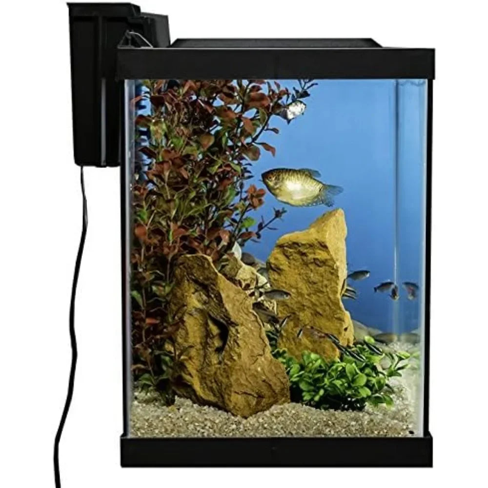 Glass Fish Aquarium Includes LED Lighting and Decor 20 Gallon Tank Kit