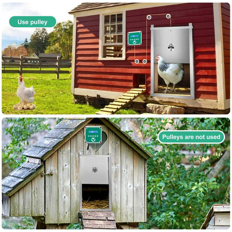 Automatic Chicken Flap With Slider Coop Opener Solar With Timer & Light Sensor For Farm Safe Chicken house