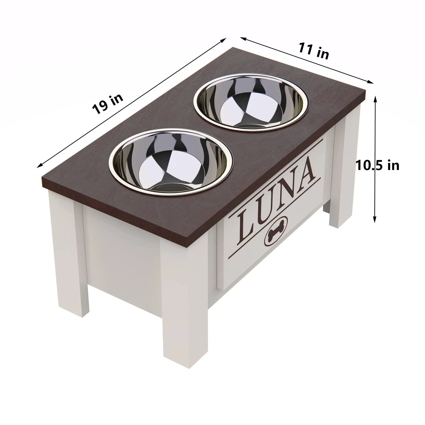 Raised Dog Bowl Stand with Internal Storage Elevated Dog Bowls with Double Stainless Steel Dish