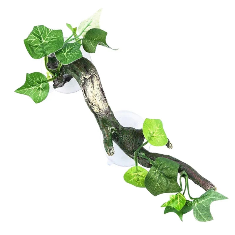 Reptile Terrarium Plant Decoration With Suction Cup For Amphibian Climbing Pets Tank Habitat Decor