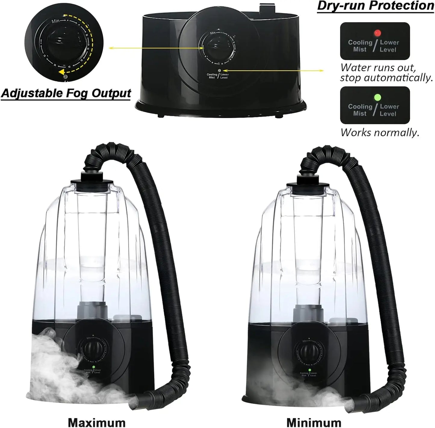 Humidifier Mister for Terrarium Tank with 2 Extension Tubes/Hoses, Pets Mister Adjustable Fog