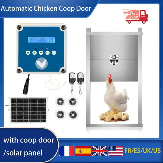 Automatic Chicken Flap With Slider Coop Opener Solar With Timer & Light Sensor For Farm Safe Chicken house