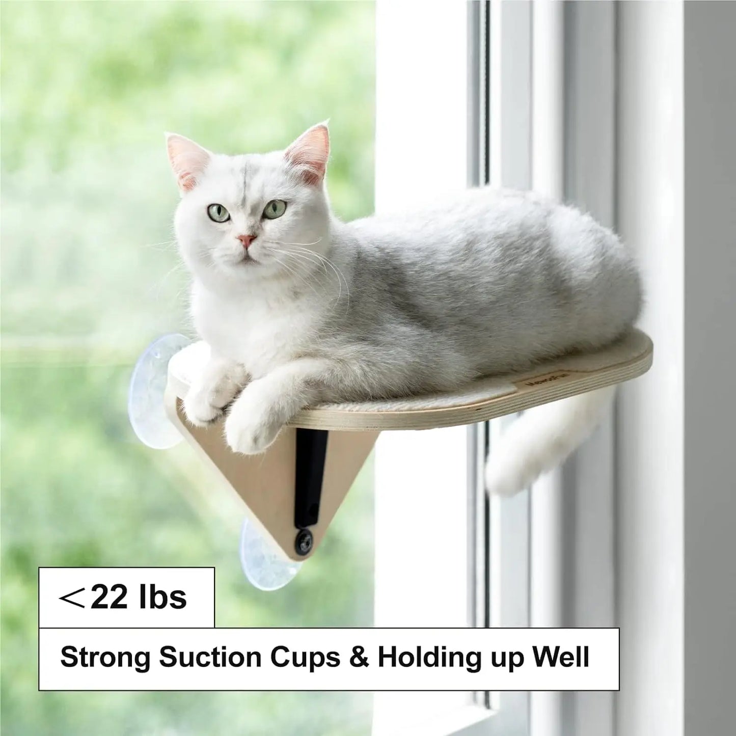 Perch Hammock with Climbing Steps and Scratching Post Wooden Window Mounted Cat Bed