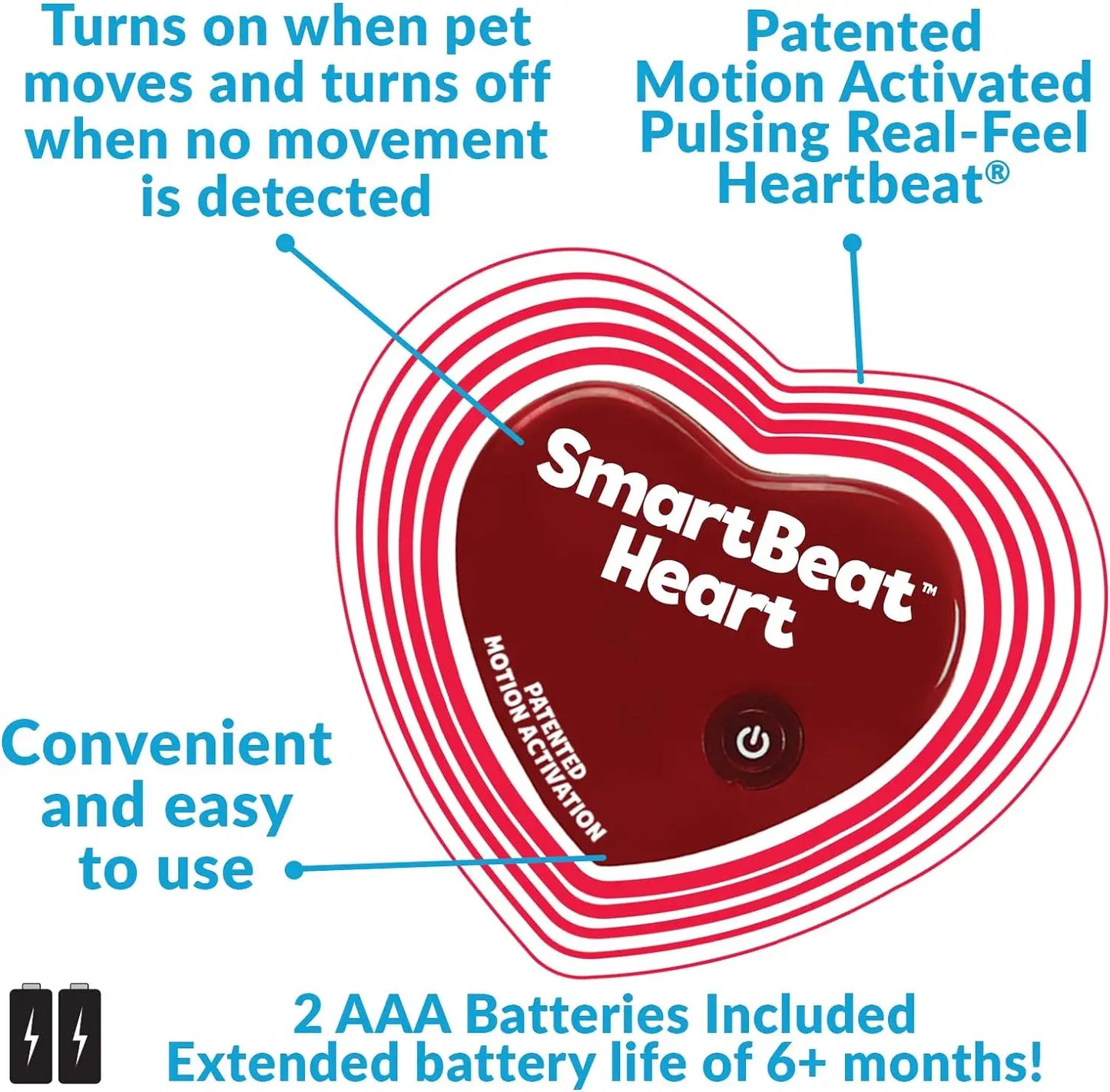 Smartbeat Motion Activated RealFeel Heartbeat, Pet Anxiety Relief and Calming Aid,Behavioral Training