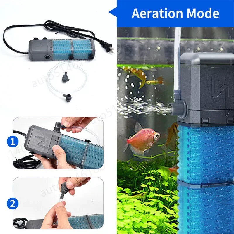 4-in-1 Internal Aquarium Fish Tank Filter Submersible Water Pump Oxygen Improve Water circulation