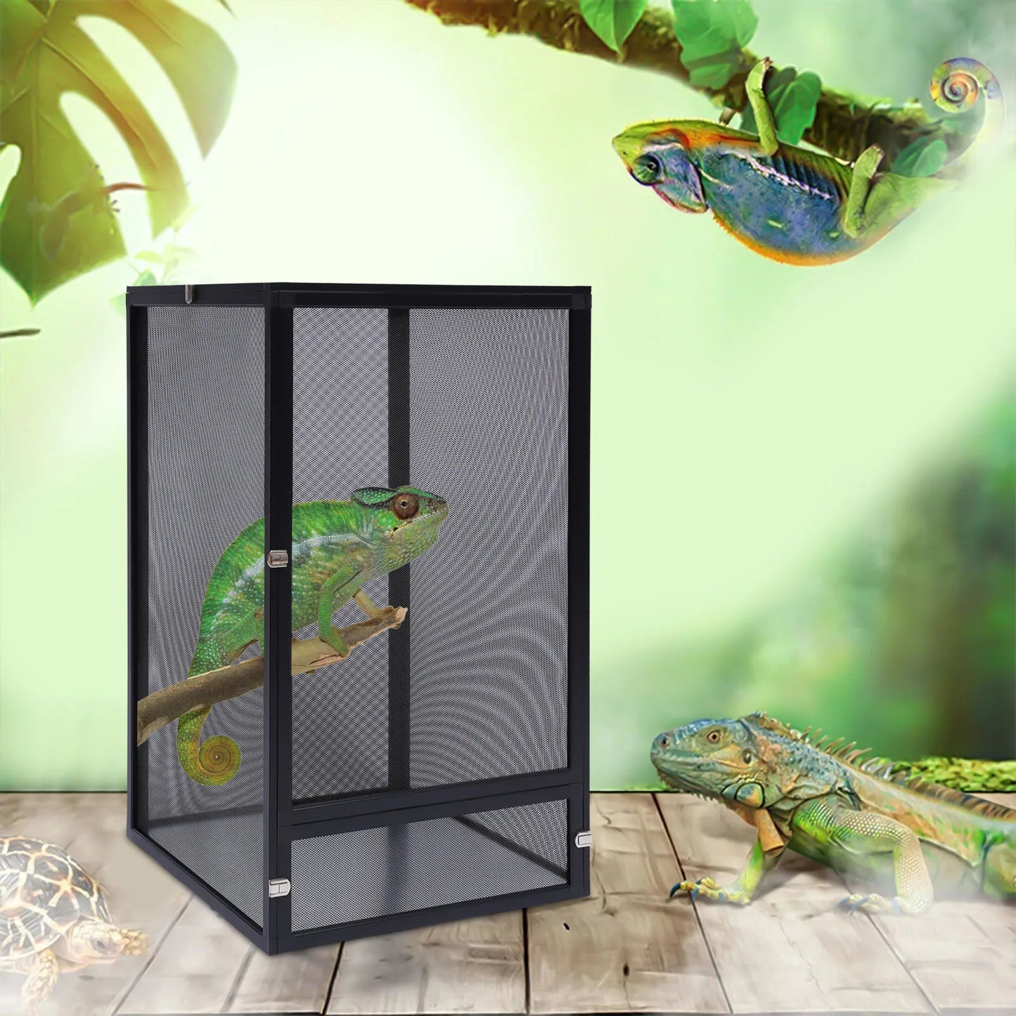 Premium Aluminum Alloy Amphibian Breeding & Reptile Feeding Tank Viewing Basket for Lizards, Turtles, Snakes