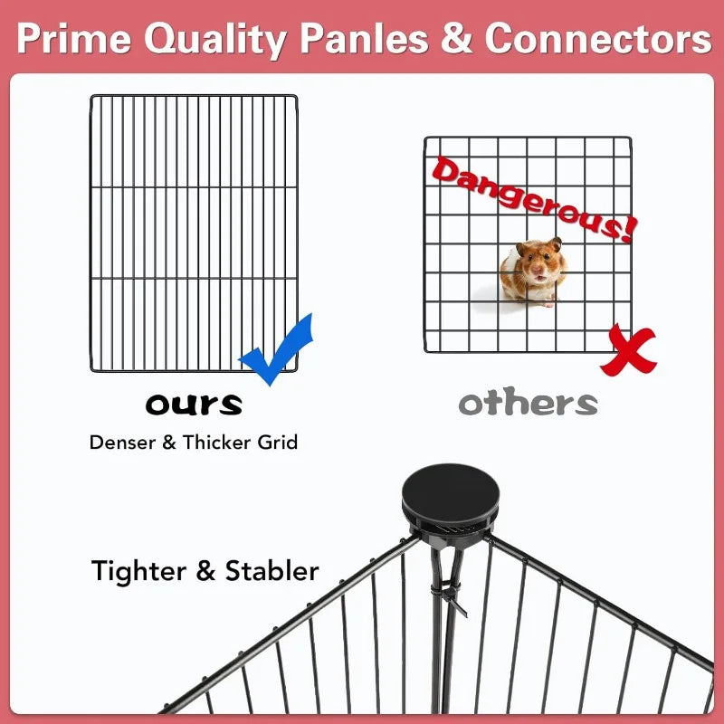 24 Panels Small Animal Playpen, Cage for Guinea Pigs, Indoor Outdoor Portable Metal Wire Yard Fence