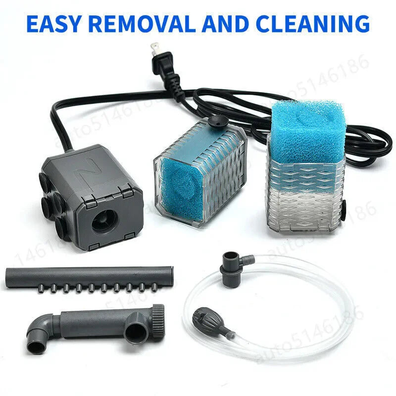 4-in-1 Internal Aquarium Fish Tank Filter Submersible Water Pump Oxygen Improve Water circulation