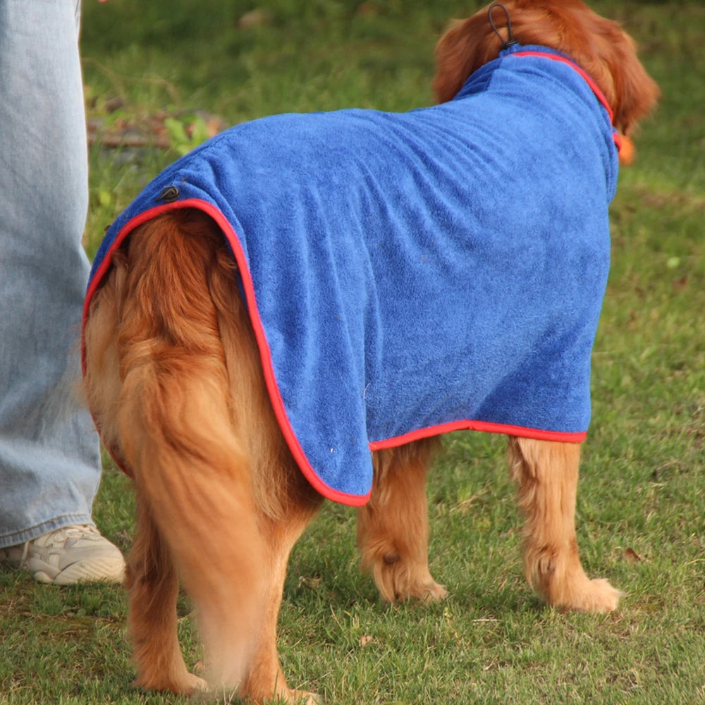 Dog Bathrobe Microfiber Quick Drying Coat Super Absorbent Luxurious Soft Bath Towel Adjustable Warm