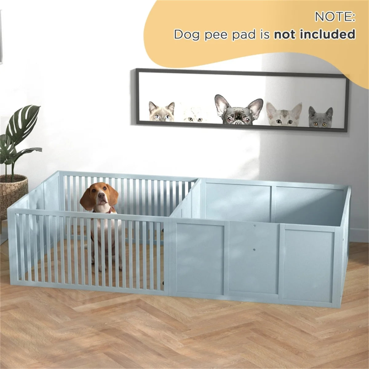 Wooden Freestanding Foldable Pet Gate for Dogs Whelping Box, Doorway, Stairs, Extra Wide Pet Playpen