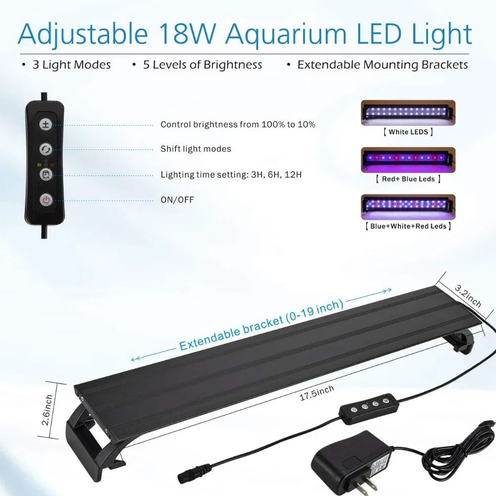 8 Gallon LED Glass Aquarium Kit for Starters Wide View Curved Shape Fish Tank