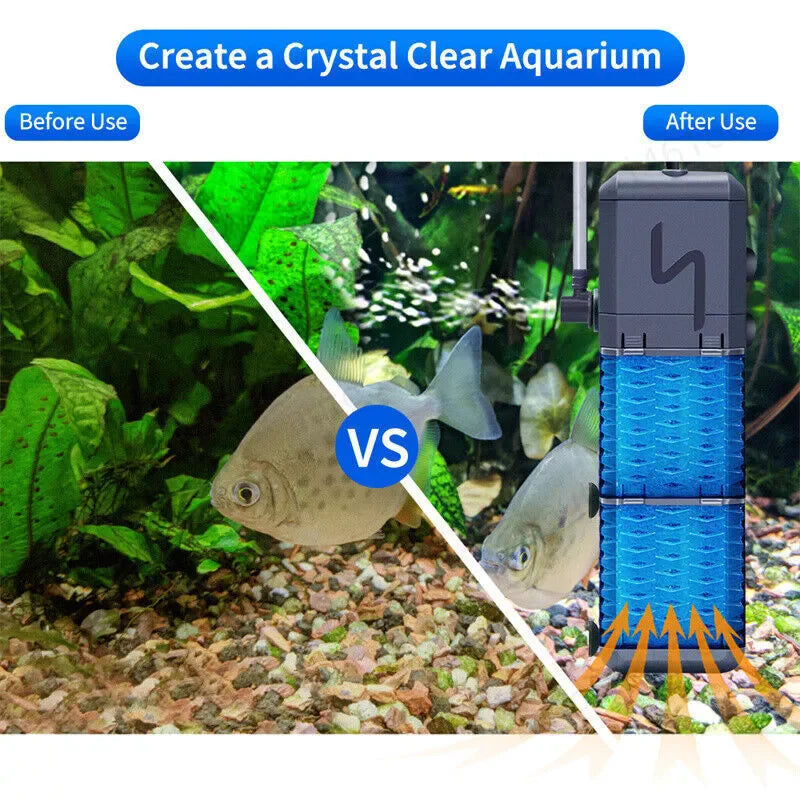 4-in-1 Internal Aquarium Fish Tank Filter Submersible Water Pump Oxygen Improve Water circulation