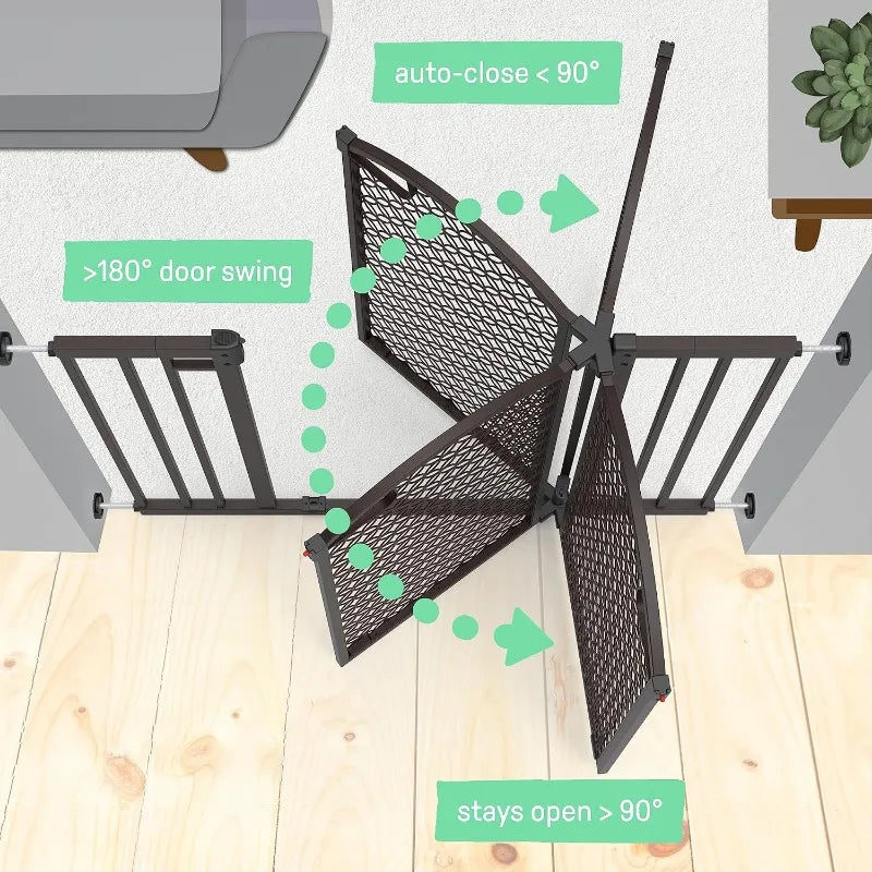 Modern Home Safety Gate for Pets & Babies, 28"-42" Wide, 30" Tall, Pressure/Hardware Mounted