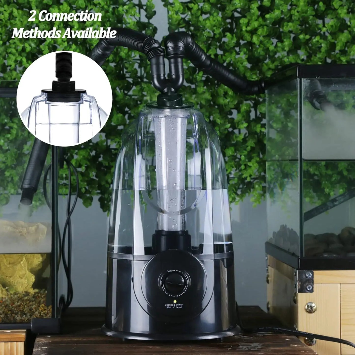 Humidifier Mister for Terrarium Tank with 2 Extension Tubes/Hoses, Pets Mister Adjustable Fog