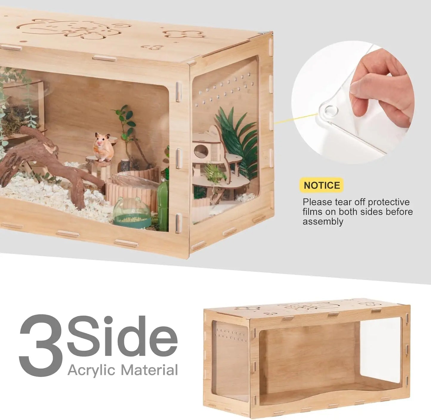 Wooden Hamster Cage Large Front-closing and Front-opening