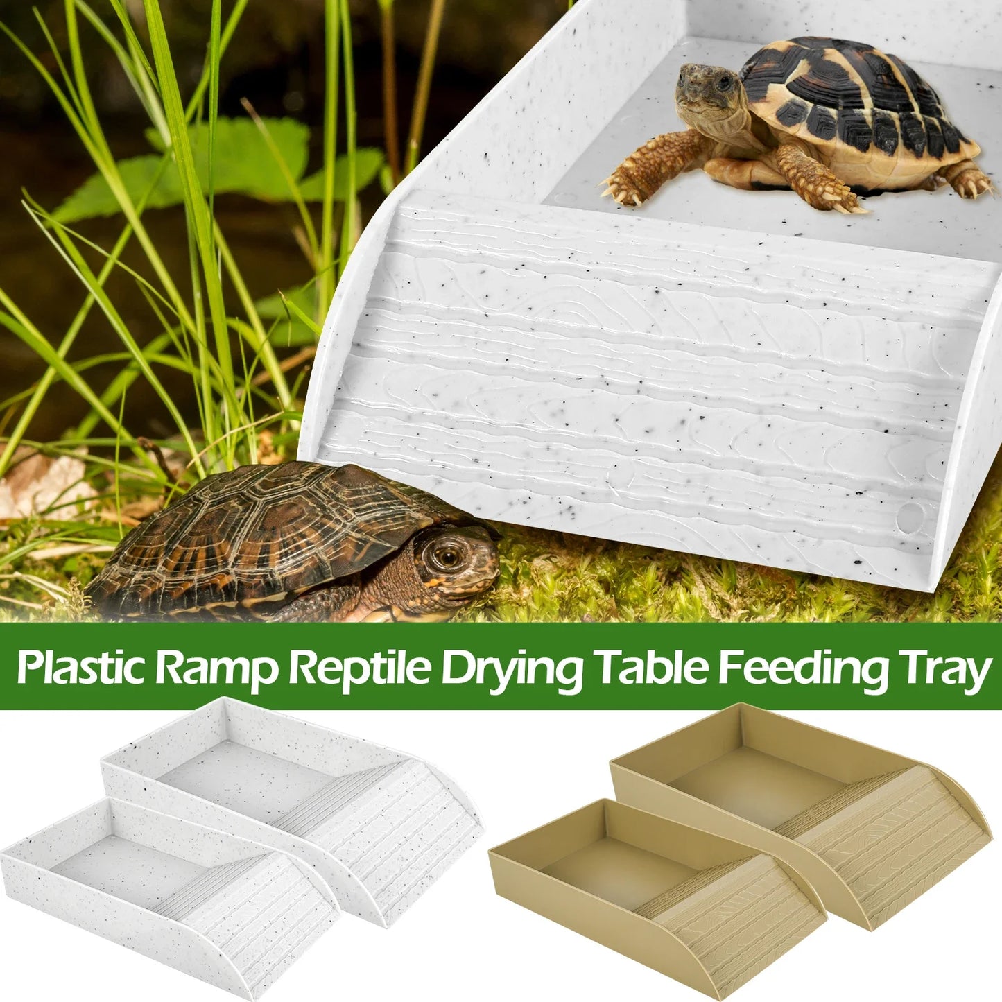 Reptile Platform Habitat Crawling Pet Food Bowls Anti-Slip Turtle Hideout Caves Shelter Aquarium