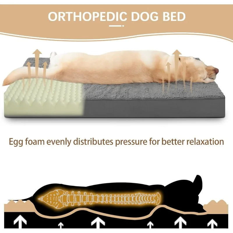 Dog Bed with Removable Washable Cover, XL Orthopedic 42 inch Dog Crate Large Breed, Waterproof Pet Bed