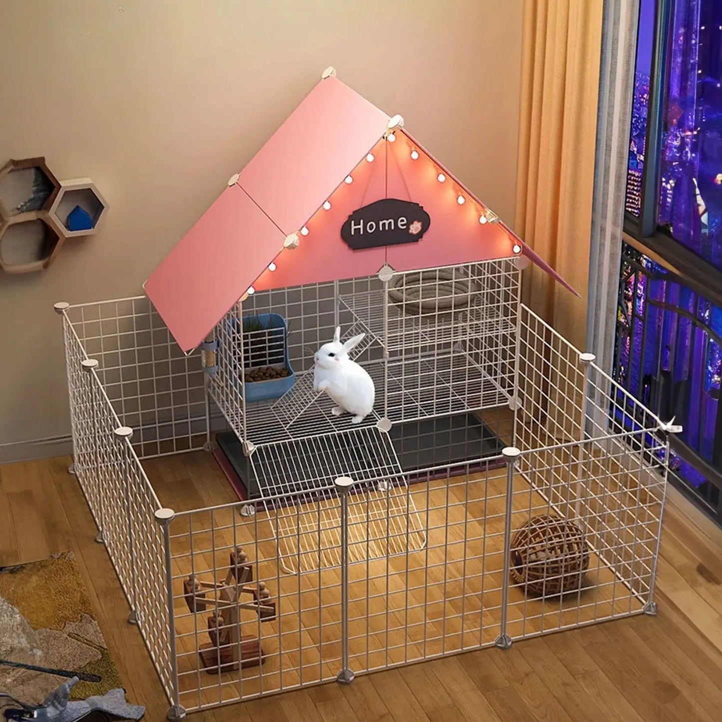 Spacious Small Animal Cage: Cozy Indoor Home for Rabbits, Guinea Pigs, Ferrets - Durable & Secure