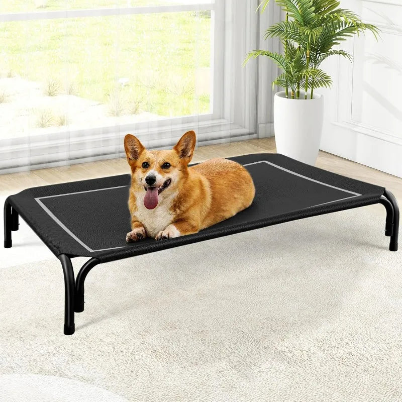 Elevated Dog Bed, Outdoor for Large Sized Dog, Portable Cooling Pet Cot with Breathable & Washable Mesh,