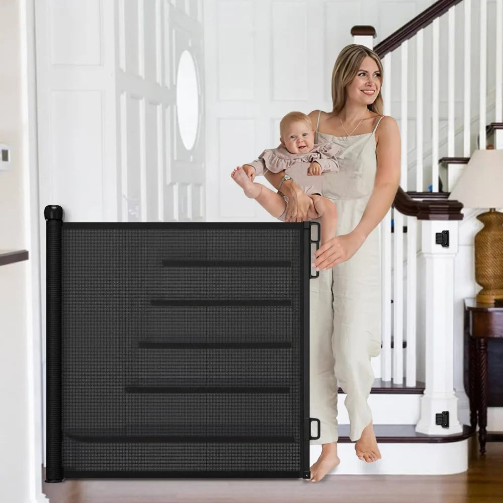 Retractable Baby Gates for Doorways,Retractable Dog Gate for Stairs Extends to 54" Wide 34" Tall