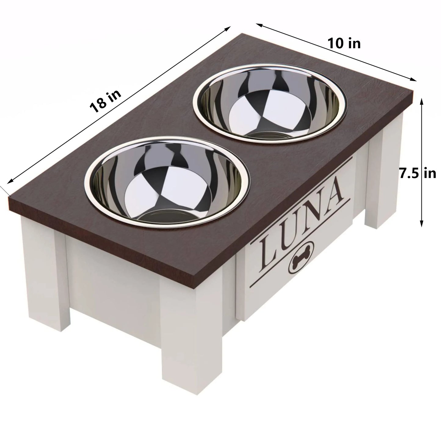 Raised Dog Bowl Stand with Internal Storage Elevated Dog Bowls with Double Stainless Steel Dish