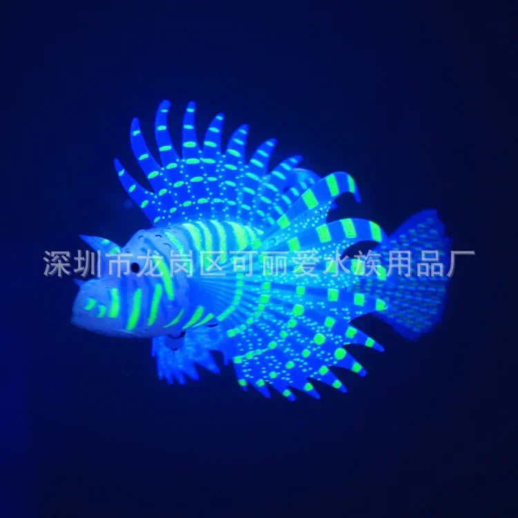 Aquarium Artificial Luminous Lionfish Landscape Silicone Floating Glow In Dark Ornament Home