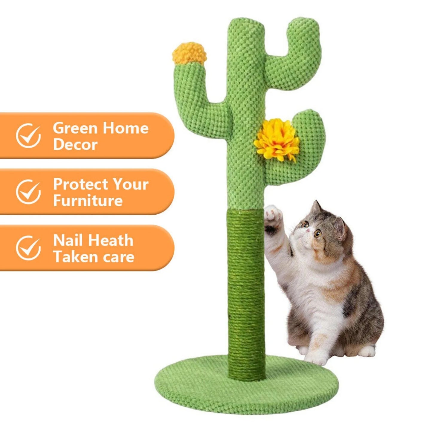 US 26" Cat Tree Tower Scratching Post Covered Toy Green