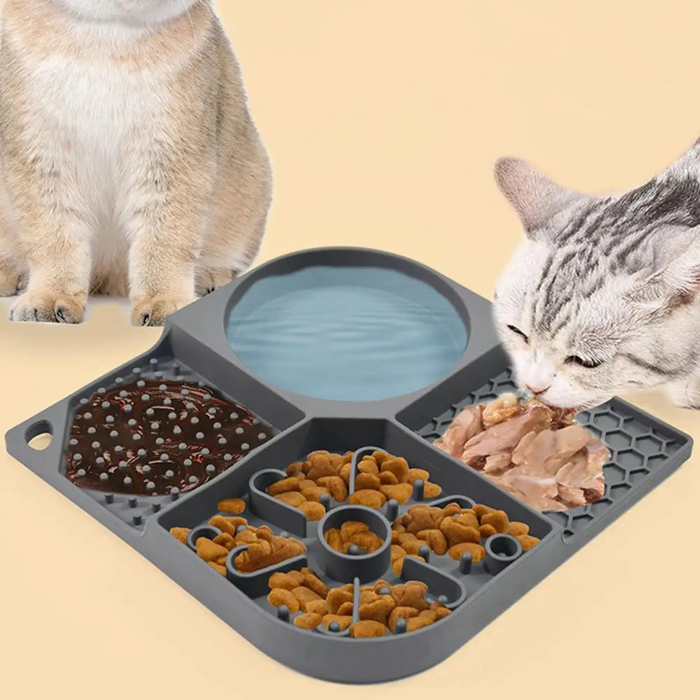 Food Mat Bowl Useful with Suction Cups No Odor  Silicone Licking Food Mat Dog Cat Feeding Bowl