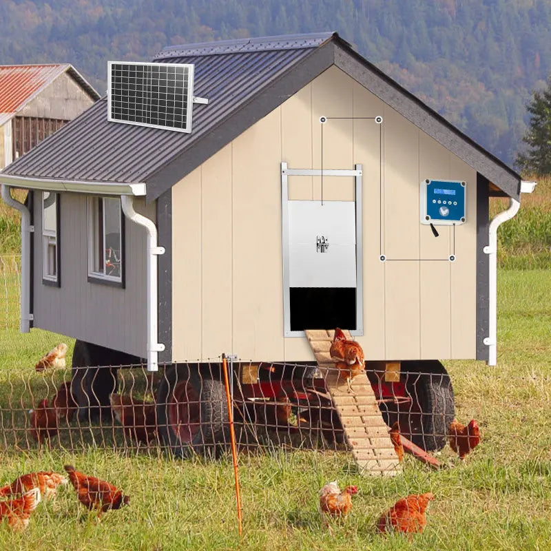 Automatic Chicken Flap With Slider Coop Opener Solar With Timer & Light Sensor For Farm Safe Chicken house