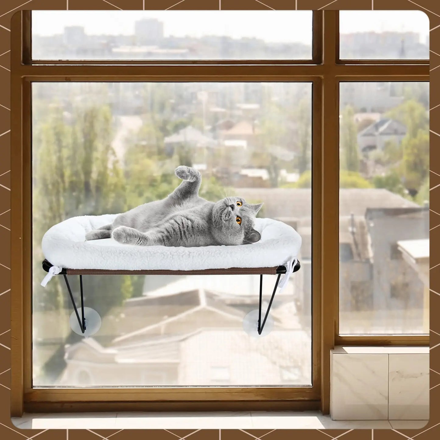 Cat Window Perch with Supported Under Metal, Cat Hammock with Spacious and Comfortable Pet Bed